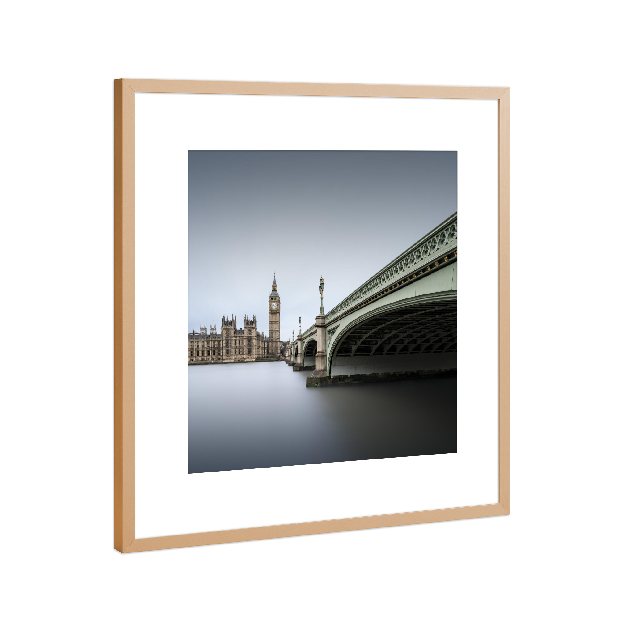 Poster mit Rahmen Kupfer "Westminster Abbey und Big Ben London" artboxONE - Städte,Städte / London,Reise,Architektur,Reise / Länder