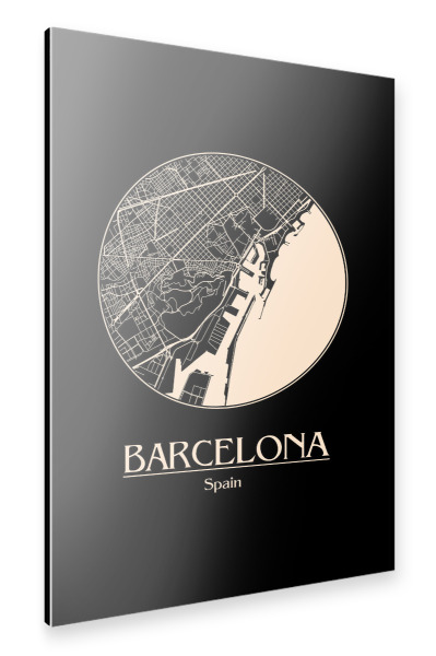 Alu-Dibond "Retro Map of Barcelona" 30x20 cm artboxONE