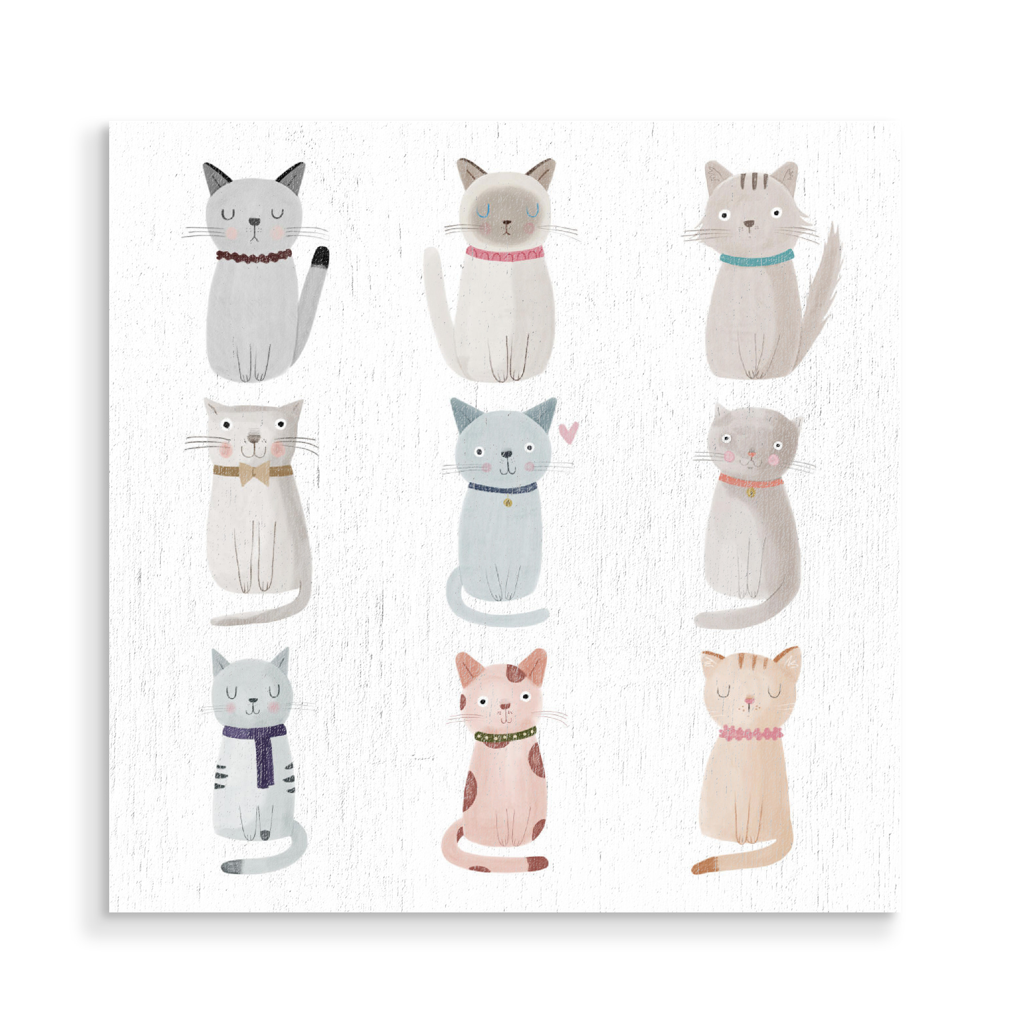 Holzbild "Cat Family" artboxONE - Für Kinder,Tiere - Katze,Katzenfamilie,Katzenliebhaber,Haustier,Herz,Muster,Muster