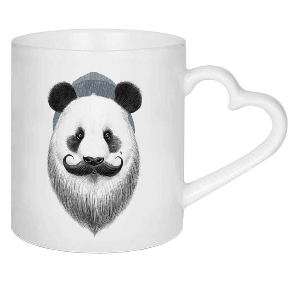 Herztasse "Bearded panda" artboxONE - Tiere,Schwarzweiß,Fashion,Festivals - Panda,Beard,Mustache,Animal,Digital art