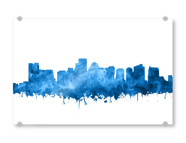 Acrylglasbild "Boston city skyline watercolor blue" artboxONE - Städte,Städte / Boston