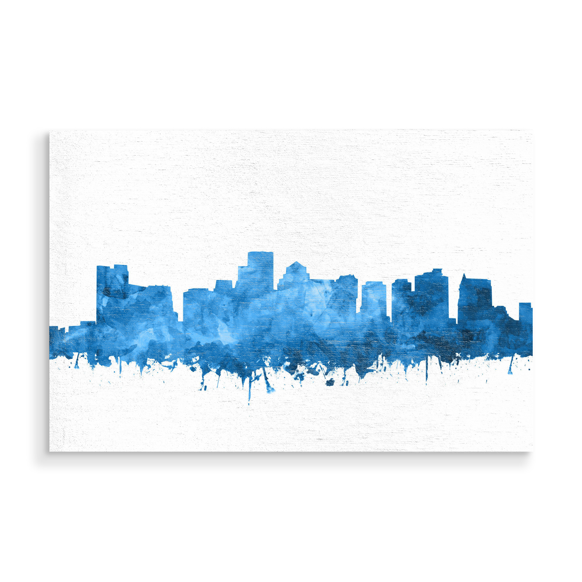Holzbild "Boston city skyline watercolor blue" artboxONE - Städte,Städte / Boston