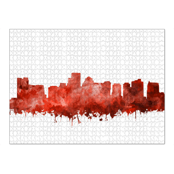 Puzzle Ravensburger "Boston city skyline watercolor red" artboxONE - Städte,Städte / Boston