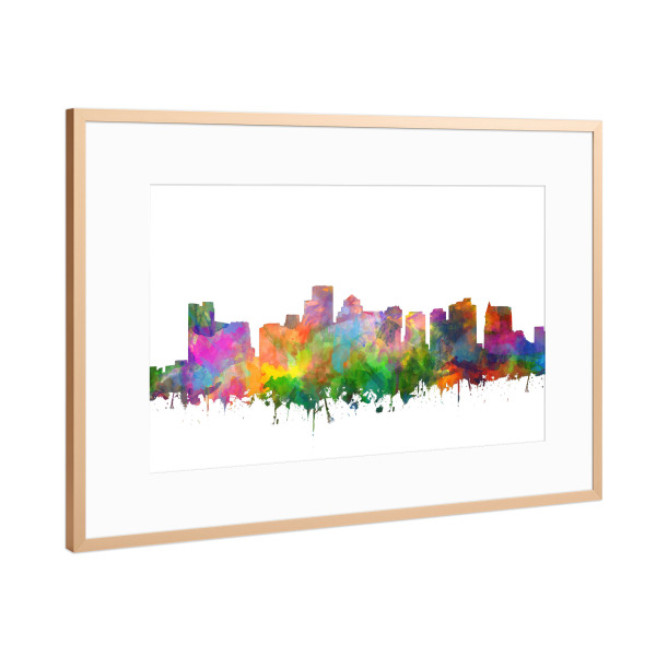 Poster mit Rahmen Kupfer "Boston skyline watercolor Three" artboxONE - Städte,Städte / Boston - Boston,Skyline,Usa