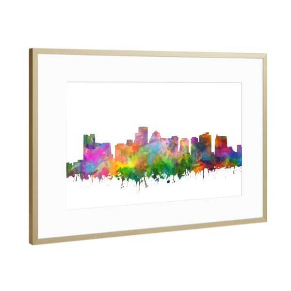 Poster mit Rahmen Gold "Boston skyline watercolor Three" artboxONE - Städte,Städte / Boston - Boston,Skyline,Usa