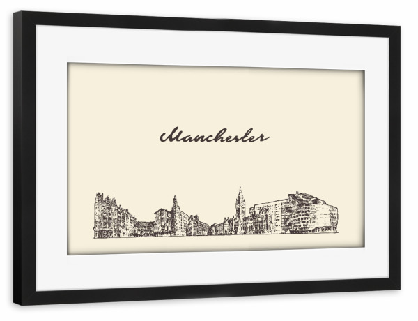 Poster mit Rahmen schwarz "Manchester 2" artboxONE - Städte,Architektur