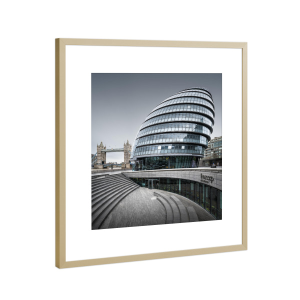 Poster mit Rahmen Gold "London City Hall" artboxONE - Städte,Städte / London,Reise,Architektur,Geometrie