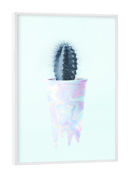 Poster mit weißem Rahmen "Holographic Cactus" artboxONE - Natur,Floral