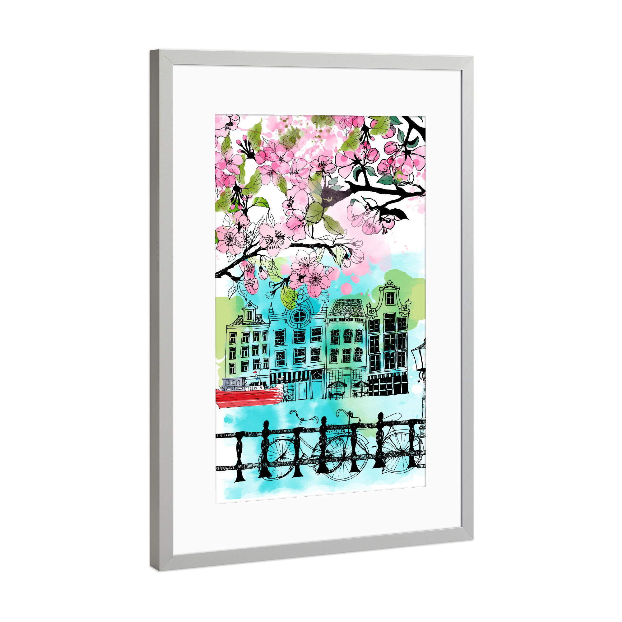 Poster mit Rahmen Silber "Amsterdam in springtime" artboxONE - Städte,Städte / Amsterdam