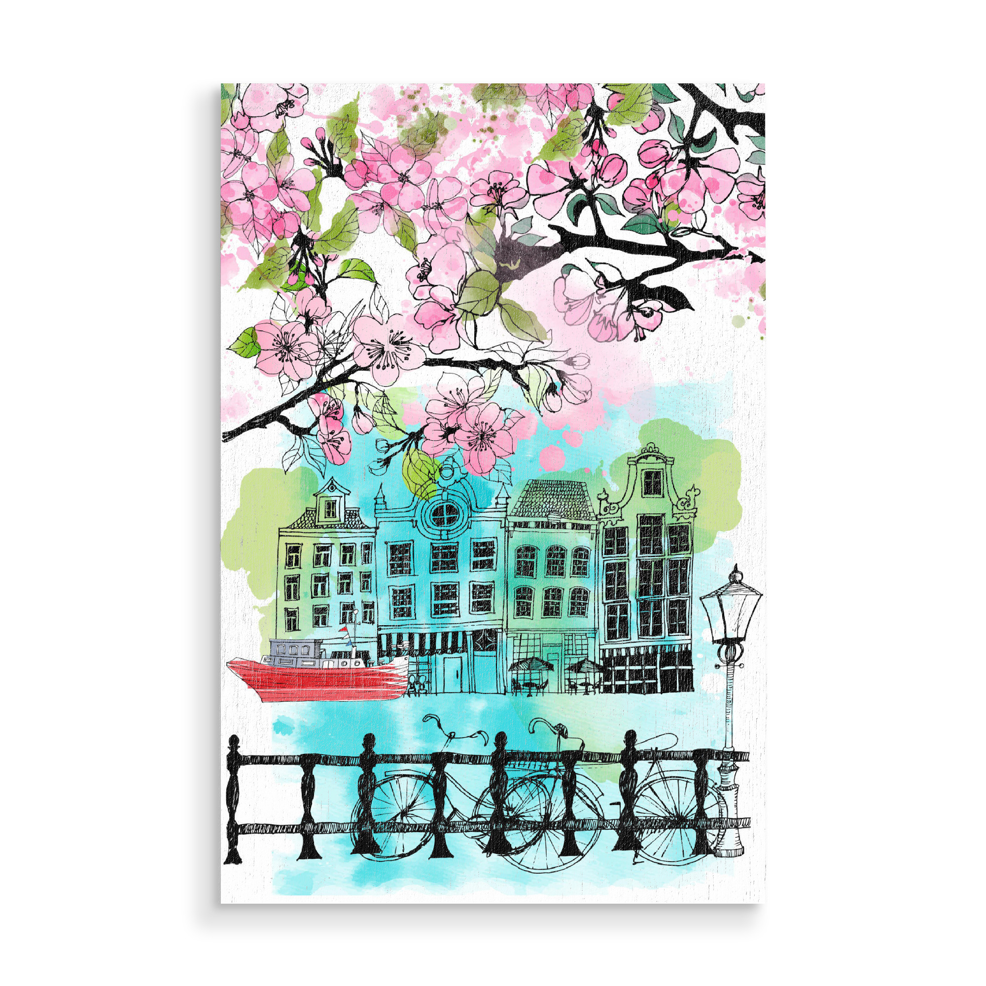 Holzbild "Amsterdam in springtime" artboxONE - Städte,Städte / Amsterdam