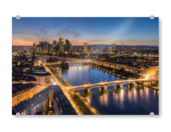 Acrylglasbild "Frankfurt am Main nach Sonnenuntergang" artboxONE - Reise,Städte / Frankfurt