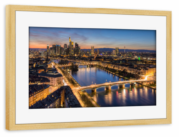 Poster mit Rahmen kiefer "Frankfurt am Main nach Sonnenuntergang" artboxONE - Reise,Städte / Frankfurt