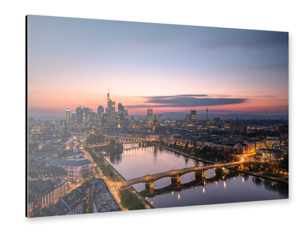 Alu-Dibond "Frankfurt Skyline nach Sonnenuntergang" 30x20 cm artboxONE