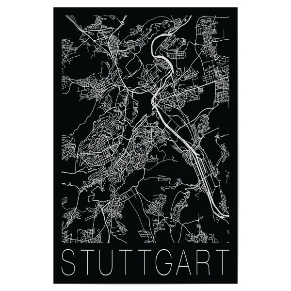 Poster 30x20 cm "Retro Map Stuttgart Germany" artboxONE - Städte,Schwarzweiß,Städte / Stuttgart