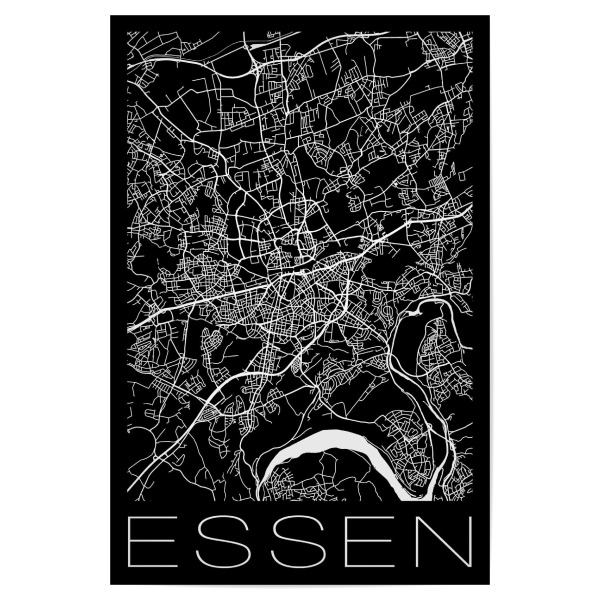 Poster "Retro Map Essen Germany" artboxONE - Städte,Schwarzweiß,Städte / Weitere - Map essen,Germany,Retro,Deutschland,Städtekarte,Stadtkarte