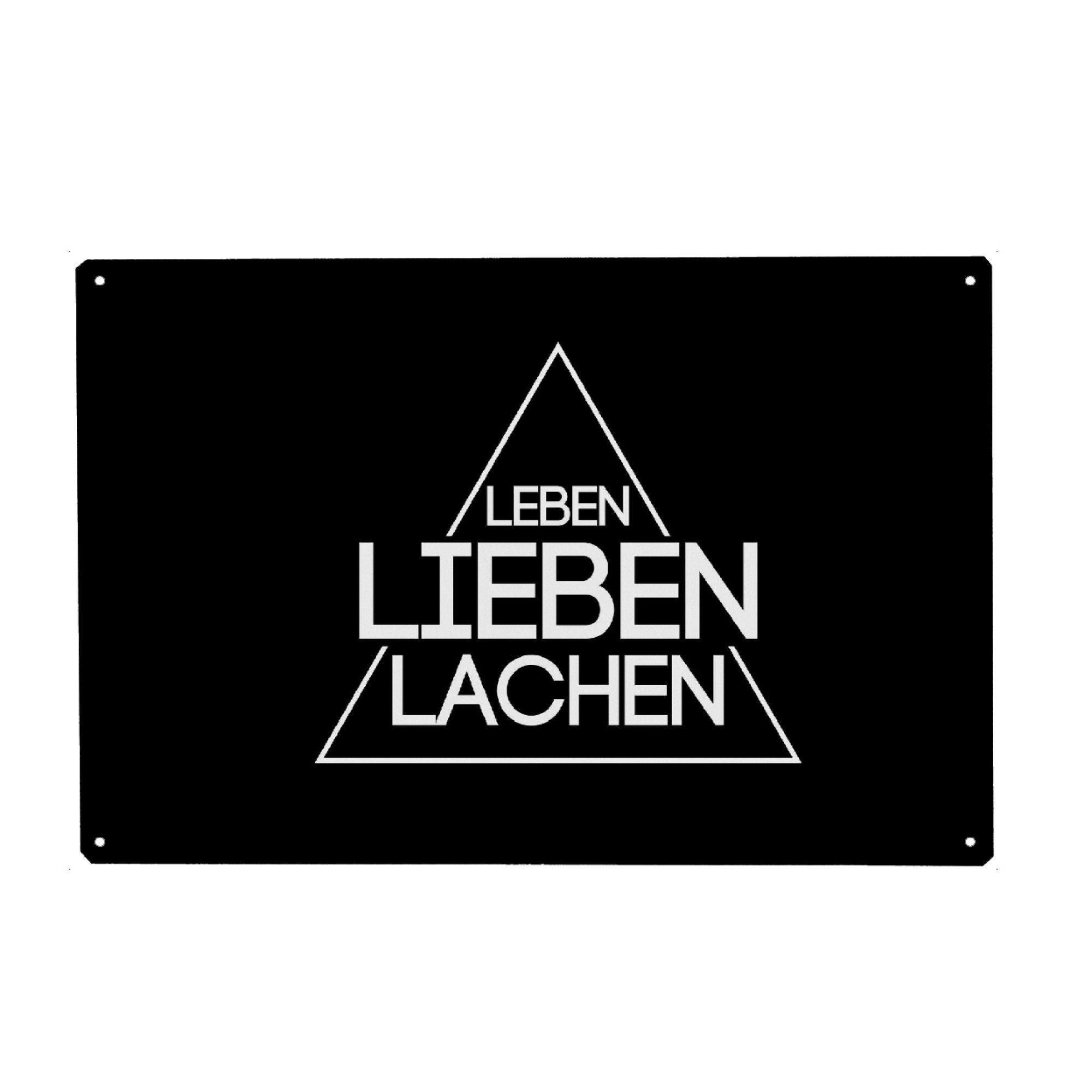 Metall Poster "Leben lieben lachen 2" artboxONE - Typografie,Schwarzweiß,Liebe