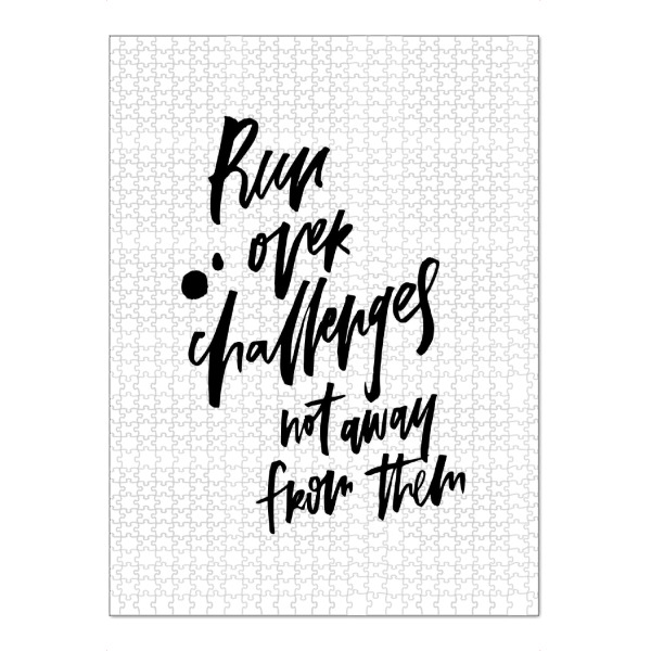 Puzzle Ravensburger "Run Over Challenges not Away from Them" artboxONE - Typografie,Schwarzweiß,Sport