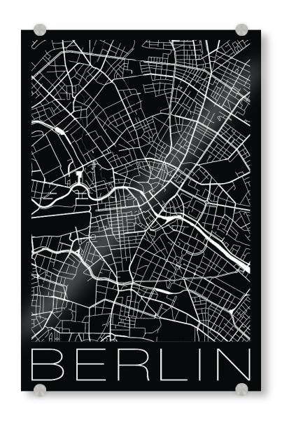 Acrylglasbild "Retro Map Berlin Germany" artboxONE - Städte,Städte / Berlin,Schwarzweiß - Map,Berlin,Germany,Deutschland,Städtekarte,Stadtkarte