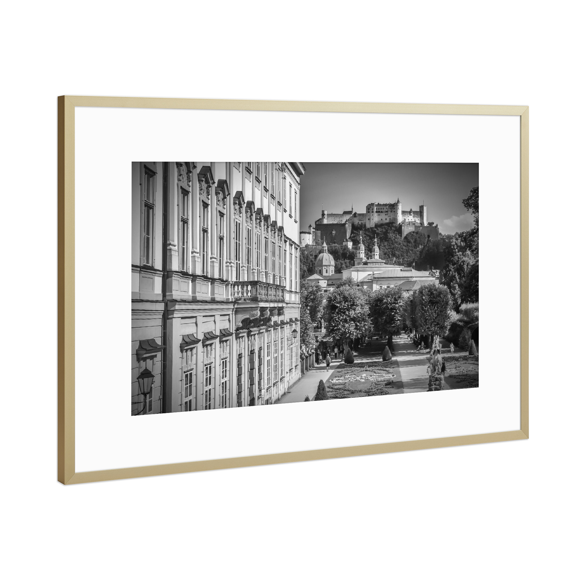 Poster mit Rahmen Gold "SALZBURG Herrlicher Blick auf die Festung Hohensalzburg" artboxONE - Städte,Schwarzweiß,Städte / Weitere