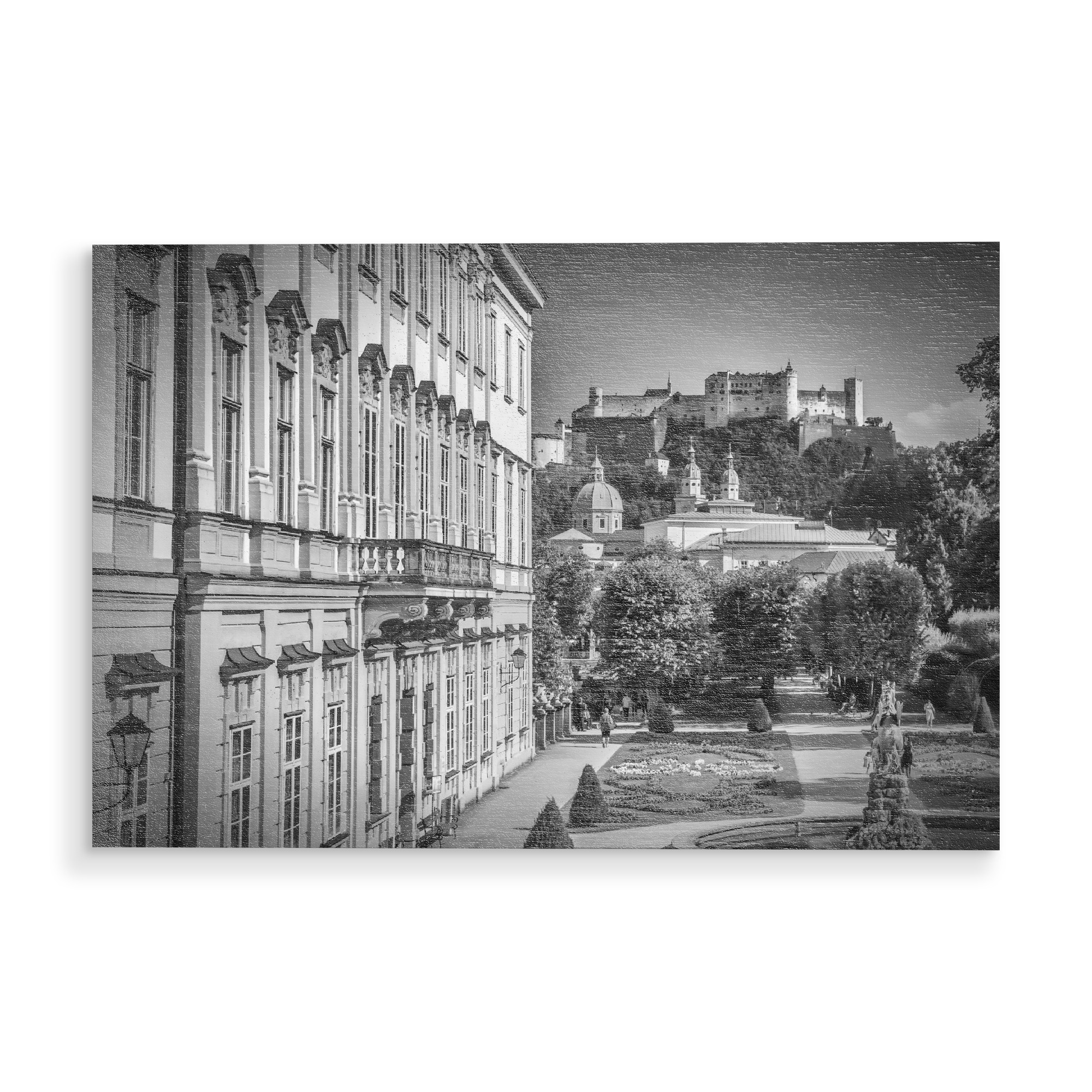 Holzbild "SALZBURG Herrlicher Blick auf die Festung Hohensalzburg" artboxONE - Städte,Schwarzweiß,Städte / Weitere