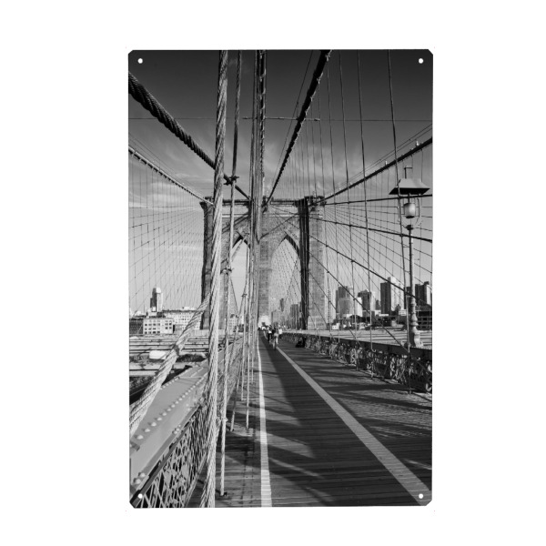 Metall Poster "NEW YORK CITY Brooklyn Bridge" artboxONE - Städte,Städte / New York,Schwarzweiß,Reise / Länder