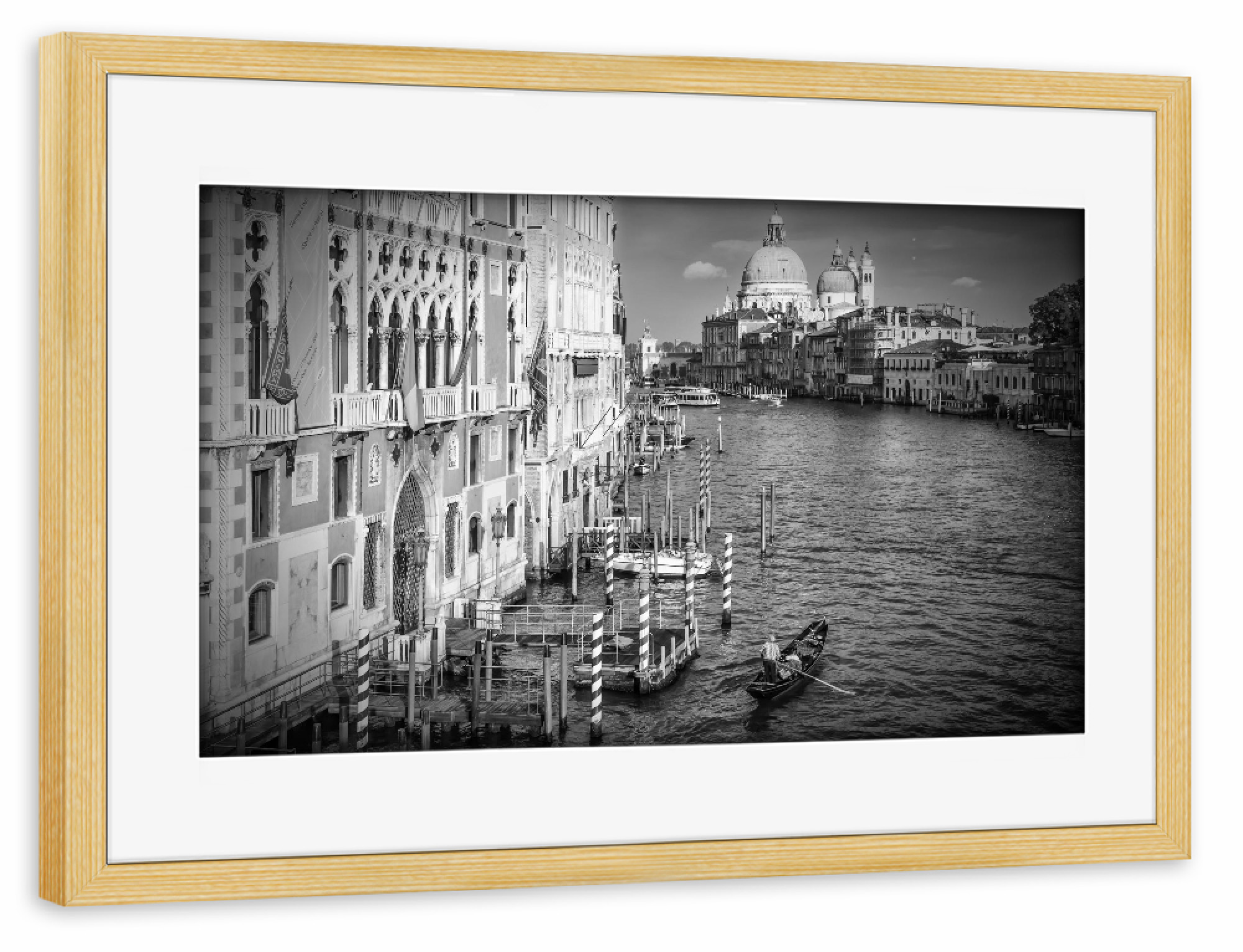 Poster mit Rahmen kiefer "VENEDIG Canal Grande & Santa Maria della Salute" artboxONE - Städte,Schwarzweiß,Städte / Venedig,Reise / Länder
