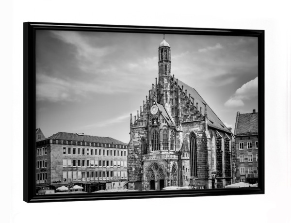Poster mit schwarzem Rahmen "NÜRNBERG Frauenkirche & Hauptmarkt" artboxONE - Städte,Schwarzweiß,Städte / Weitere