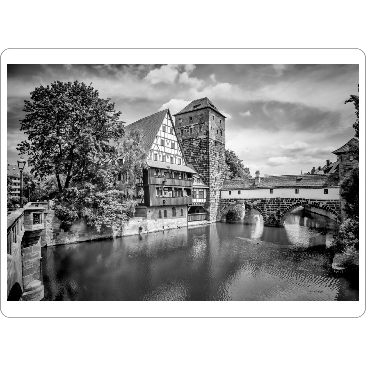 Tischset "NÜRNBERG Blick von der Maxbrücke zum Henkersteg" artboxONE - Städte,Schwarzweiß,Städte / Weitere