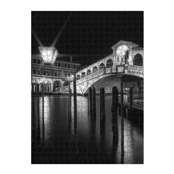 Puzzle Ravensburger "VENEDIG Rialtobrücke bei Nacht" artboxONE - Städte,Schwarzweiß,Städte / Venedig
