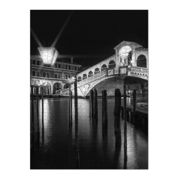 Puzzle Ravensburger "VENEDIG Rialtobrücke bei Nacht" artboxONE - Städte,Schwarzweiß,Städte / Venedig