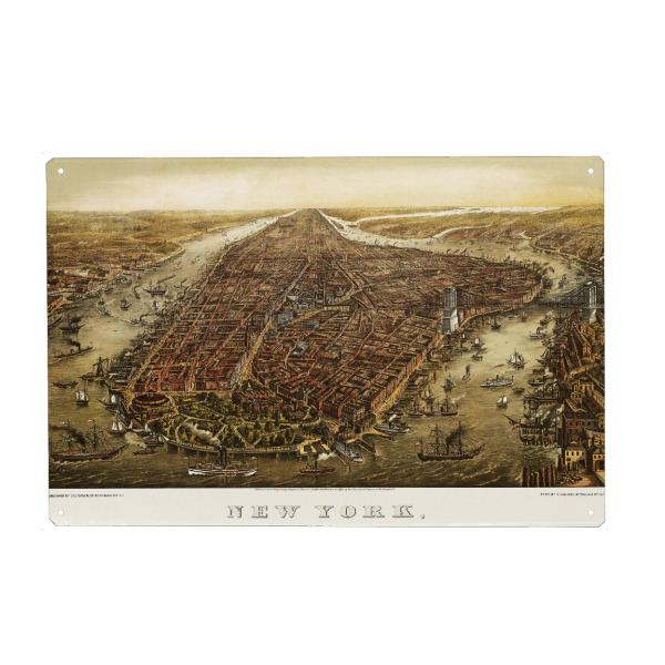 Metall Poster "New York Skyline Vintage Photograph" artboxONE - Städte,Städte / New York,Reise,Schwarzweiß - New york,Skyline,Jahrgang,Foto