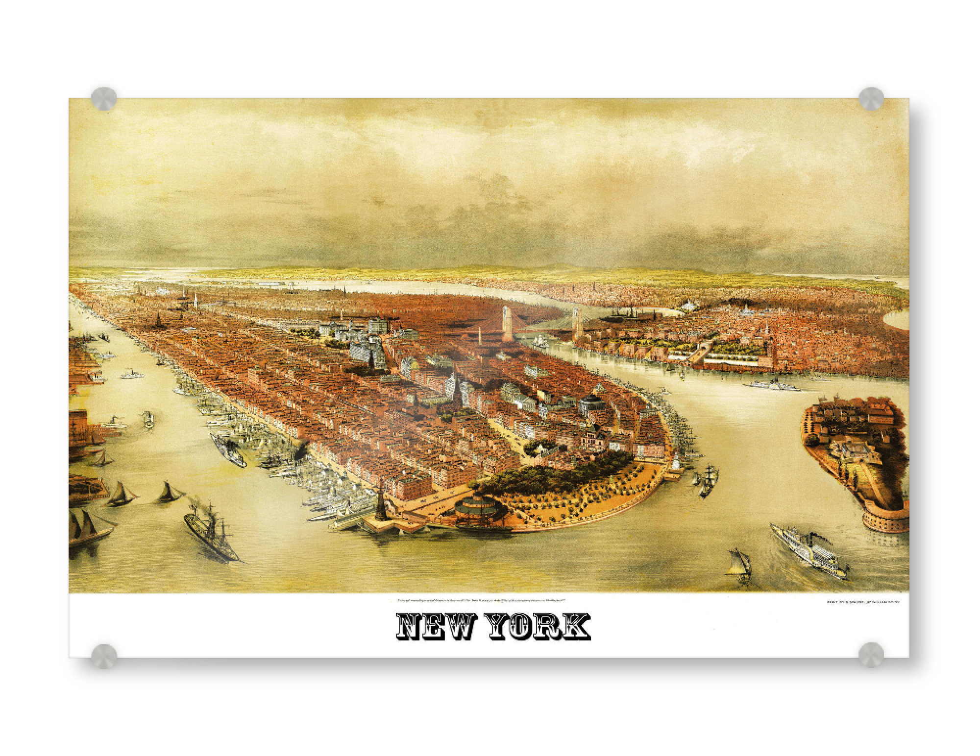 Acrylglasbild "Vintage Map of New York City and Manhattan Panoramic" artboxONE - Städte,Städte / New York