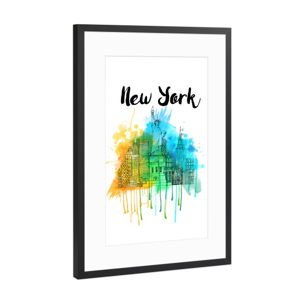 Poster mit Rahmen Schwarz (Metallic) "New York 3" artboxONE - Reise,Architektur,Reise / Länder