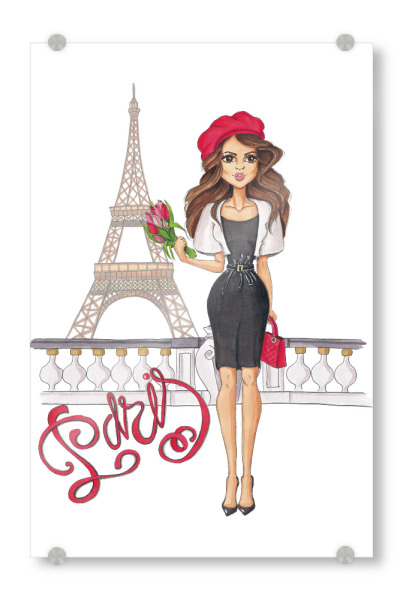 Acrylglasbild "Paris Girl" artboxONE - Städte,Typografie,Städte / Paris,Fashion