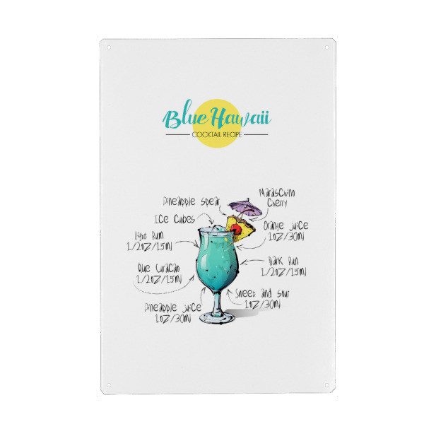 Holzbild "Cocktail Blue Hawaii" artboxONE - Essen & Trinken,Essen & Trinken / Alkohol,Festivals