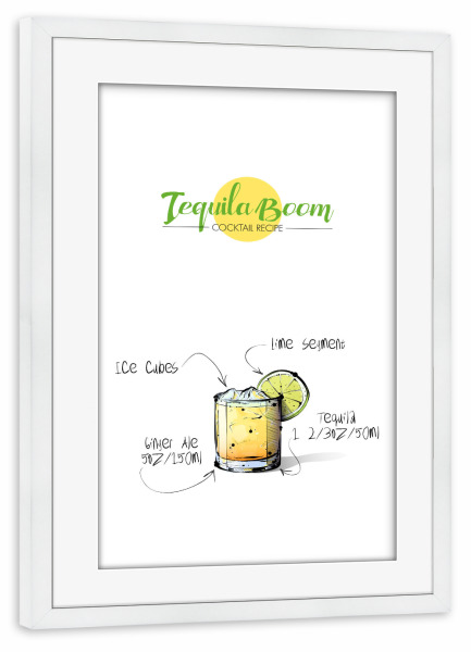Poster mit Rahmen weiß "Cocktail Tequila Boom" artboxONE - Essen & Trinken,Essen & Trinken / Alkohol,Festivals