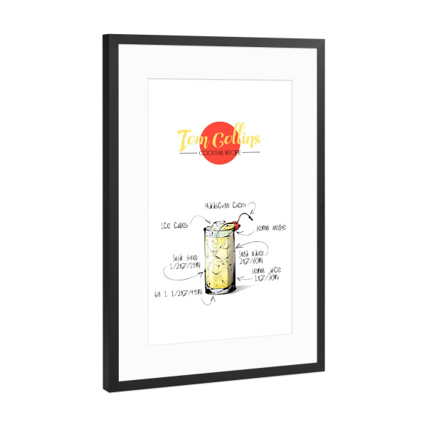 Poster mit Rahmen Schwarz (Metallic) "Cocktail Tom Collins" artboxONE - Essen & Trinken,Essen & Trinken / Alkohol,Festivals