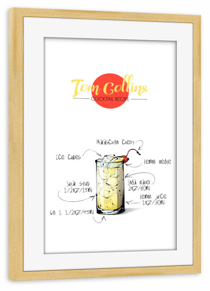 Poster mit Rahmen kiefer "Cocktail Tom Collins" artboxONE - Essen & Trinken,Essen & Trinken / Alkohol,Festivals