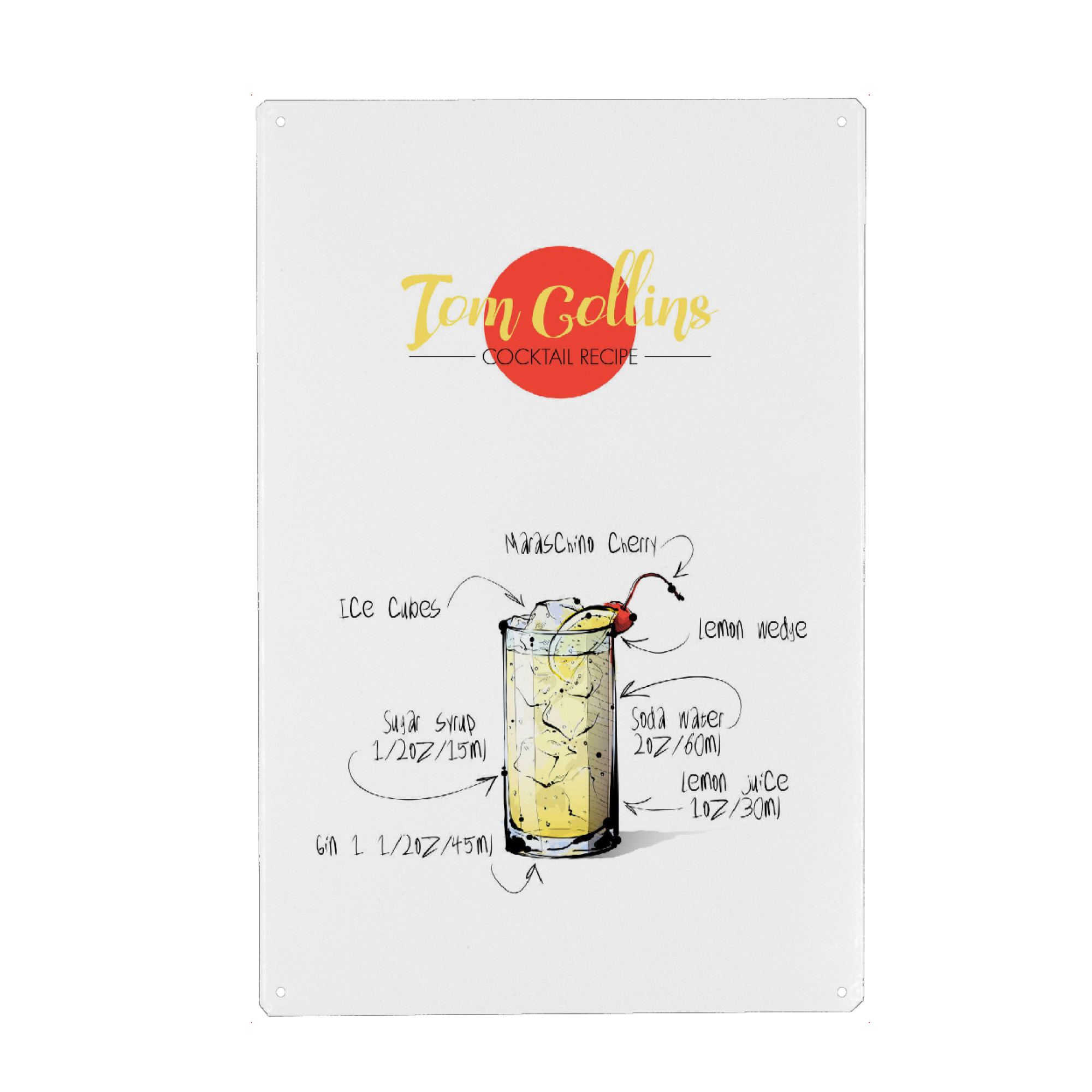 Holzbild "Cocktail Tom Collins" artboxONE - Essen & Trinken,Essen & Trinken / Alkohol,Festivals