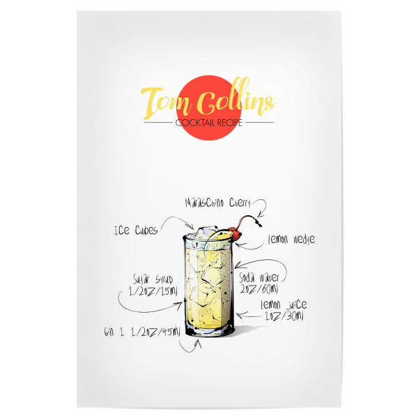 Poster 30x20 cm "Cocktail Tom Collins" artboxONE - Essen & Trinken,Essen & Trinken / Alkohol,Festivals