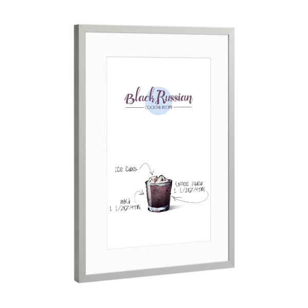 Poster mit Rahmen Silber "Cocktail Black Russian" artboxONE - Essen & Trinken,Essen & Trinken / Alkohol,Festivals