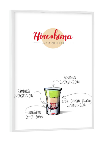 Poster mit weißem Rahmen "Cocktail Hiroshima" artboxONE - Essen & Trinken,Essen & Trinken / Alkohol,Festivals
