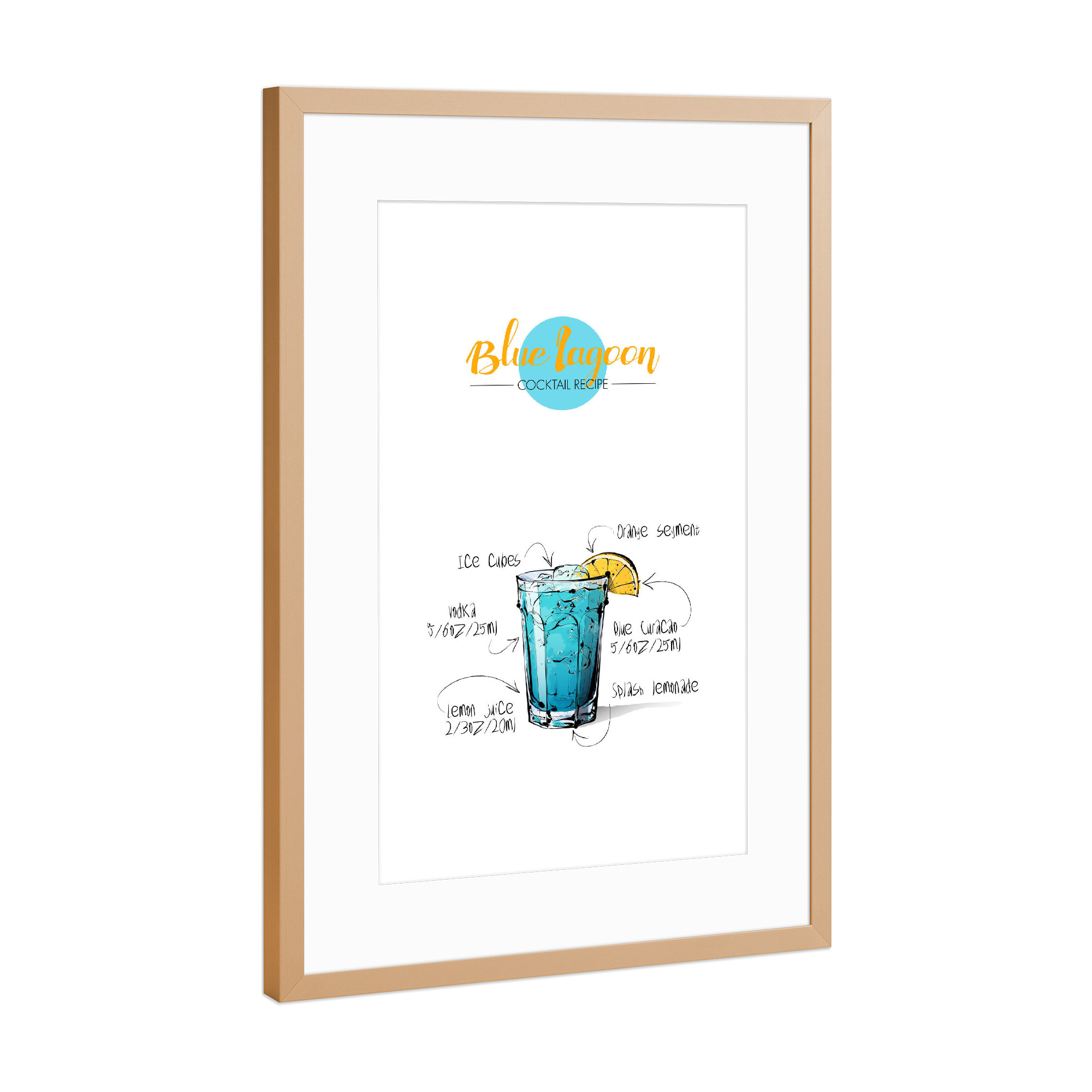 Poster mit Rahmen Kupfer "Cocktail Blue Lagoon" artboxONE - Essen & Trinken,Essen & Trinken / Alkohol,Festivals