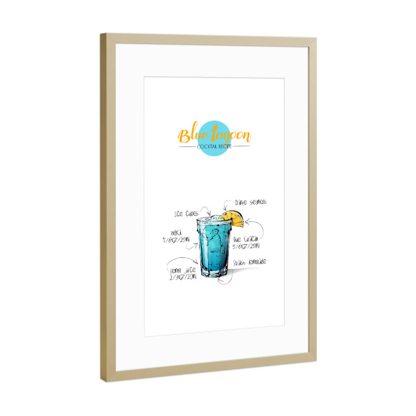 Poster mit Rahmen Gold "Cocktail Blue Lagoon" artboxONE - Essen & Trinken,Essen & Trinken / Alkohol,Festivals