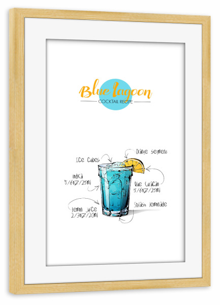 Poster mit Rahmen kiefer "Cocktail Blue Lagoon" artboxONE - Essen & Trinken,Essen & Trinken / Alkohol,Festivals