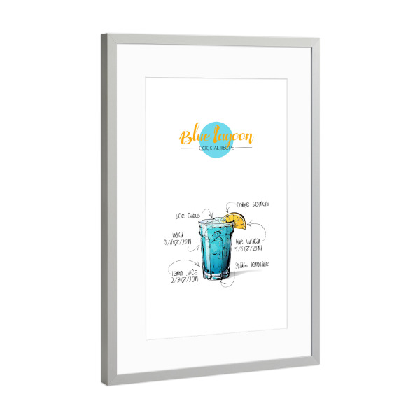 Poster mit Rahmen Silber "Cocktail Blue Lagoon" artboxONE - Essen & Trinken,Essen & Trinken / Alkohol,Festivals