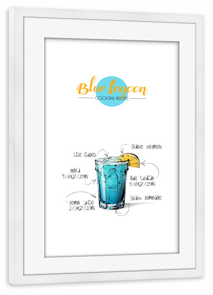 Poster mit Rahmen weiß "Cocktail Blue Lagoon" artboxONE - Essen & Trinken,Essen & Trinken / Alkohol,Festivals
