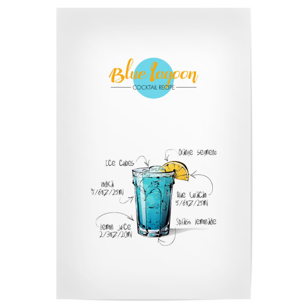 Poster "Cocktail Blue Lagoon" artboxONE - Essen & Trinken,Essen & Trinken / Alkohol,Festivals