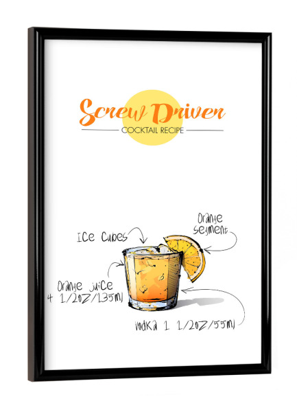 Poster mit schwarzem Rahmen "Cocktail Screw Driver" artboxONE - Essen & Trinken,Essen & Trinken / Alkohol,Festivals
