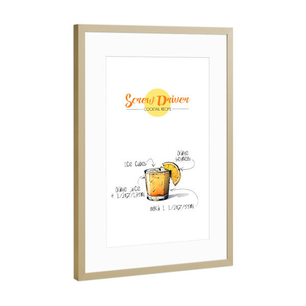 Poster mit Rahmen Gold "Cocktail Screw Driver" artboxONE - Essen & Trinken,Essen & Trinken / Alkohol,Festivals